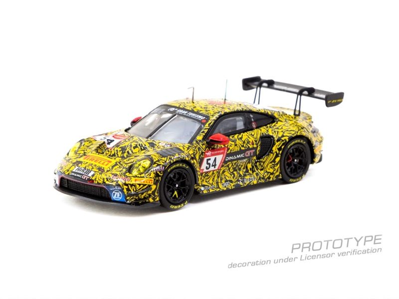  Mô hình xe Porsche 911 GT3 R, Nürburgring 24h 2023, C. Engelhart / A. Güven / L. Heinrich / L. Vanthoor tỉ lệ 1:64 Tarmac Works T64-084-23NUR54 