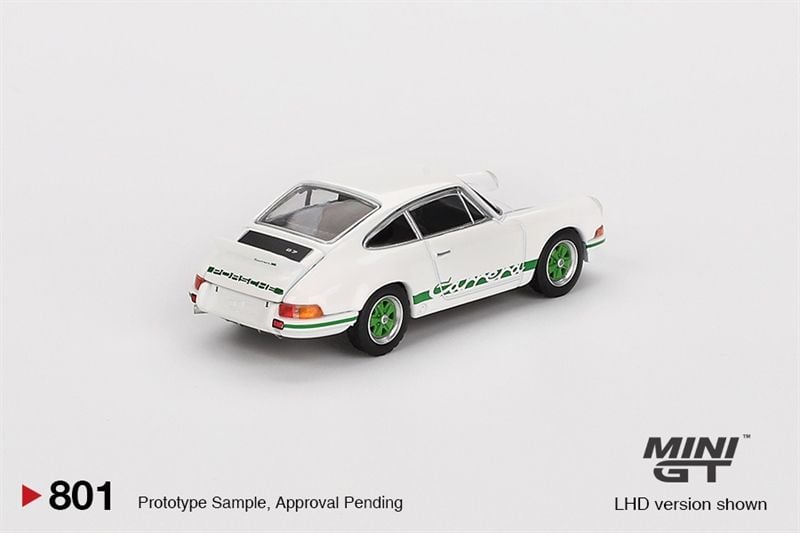  Mô hình xe Porsche 911 Carrera RS 2.7 Grand Prix White with Green Livery tỉ lệ 1:64 MiniGT bản card MGT00801 