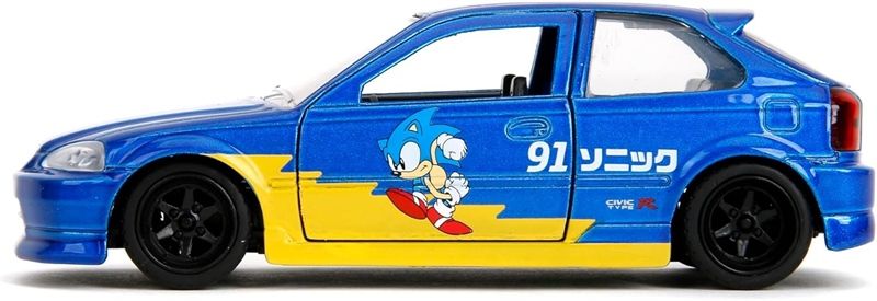  Mô hình xe Sonic The Hedgehog with 1997 Honda Civic Type-R Hollywood Rides tỉ lệ 1:32 JADA TOYS 24078 