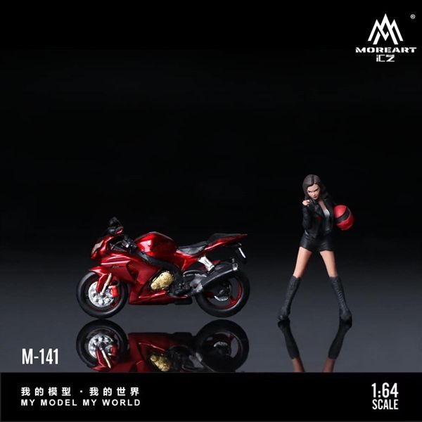  Mô hình nhân vật figure và xe mô tô Suzuki GSX Red tỉ lệ 1:64 MoreArt MO222141 