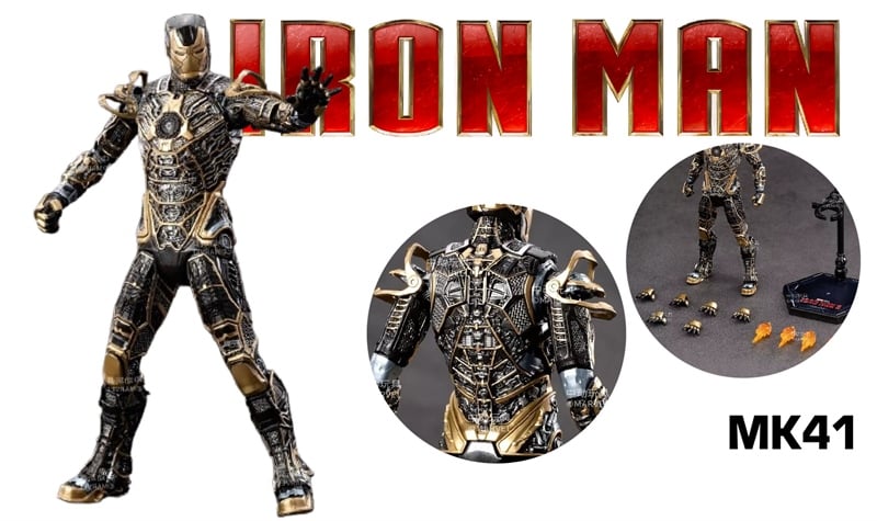  Mô hình nhân vật Marvel Iron man người sắt Mark 41 MK41 SHF Iron man 3 tỉ lệ 1:10 23CM ZD Toys FG262 