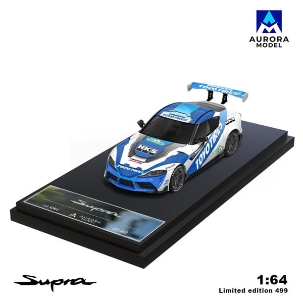  Mô hình xe Toyota Supra A90 Blue and White Speedmaster tỉ lệ 1:64 AURORA MODEL AM647410 