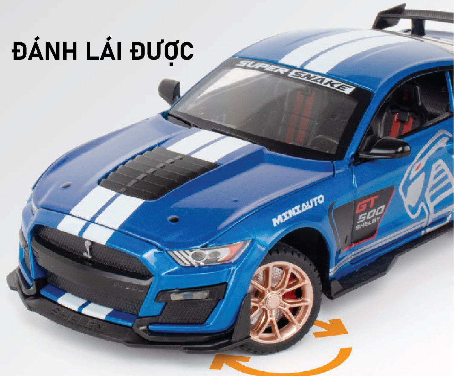  Mô hình xe Ford Mustang Shelby Gt500 đánh lái được full open 1:24 Miniauto OT401 