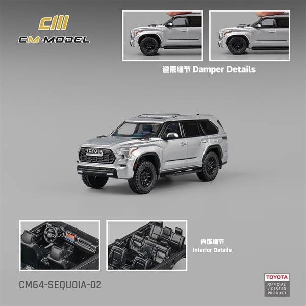 Mô hình xe Toyota Sequoia Silver hộp mica 1:64 CM Model CM64-SEQUOIA-02 
