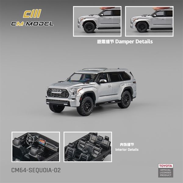  Mô hình xe Toyota Sequoia Silver hộp mica 1:64 CM Model CM64-SEQUOIA-02 