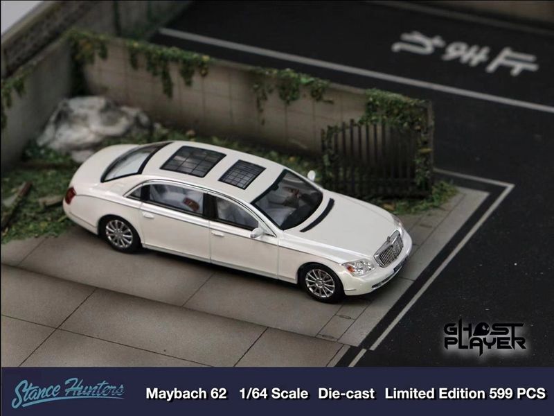  Mô hình xe Maybach 62 limited 599pcs trắng ngọc trai 1:64 Stance Hunters x Ghost player SW64056 