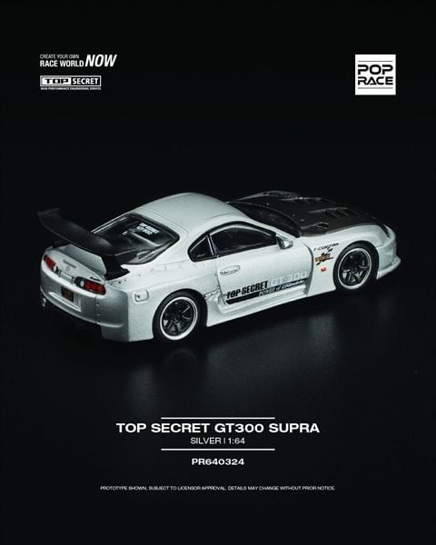  Mô hình xe Top Secret GT300 Supra Siler tỉ lệ 1:64 Poprace PR640324 