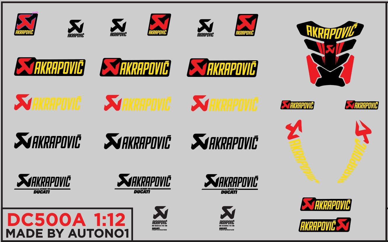  Decal nước pô Akrapovic cho xe mô tô tỉ lệ 1:12 Autono1 DC500A 