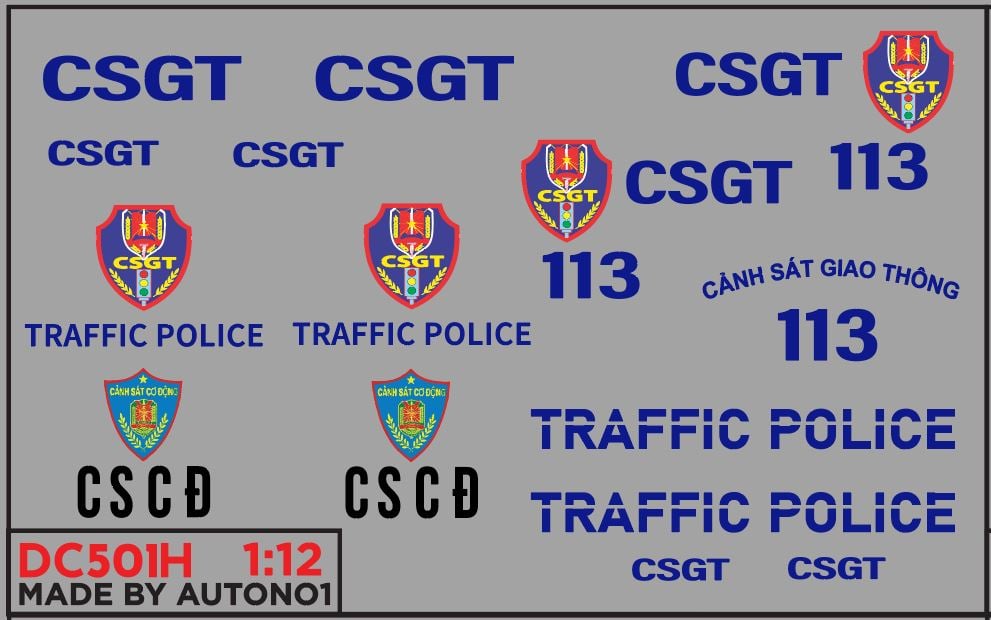  Decal nước CSGT - CSCĐ 1:12 Autono1 DC501H 