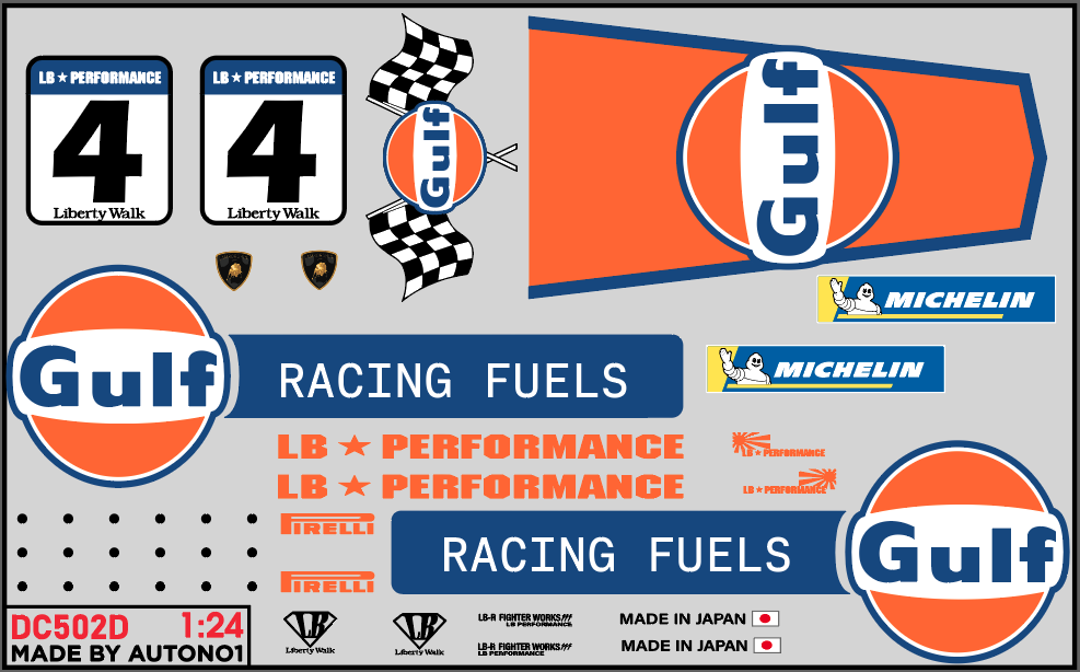  Decal nước Gulf Racing 1:24 Autono1 DC502d 