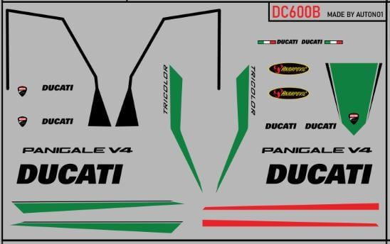  Decal nước độ Ducati V4 Tricolor dán cho mọi nền màu tỉ lệ 1:12 Autono1 DC600B 