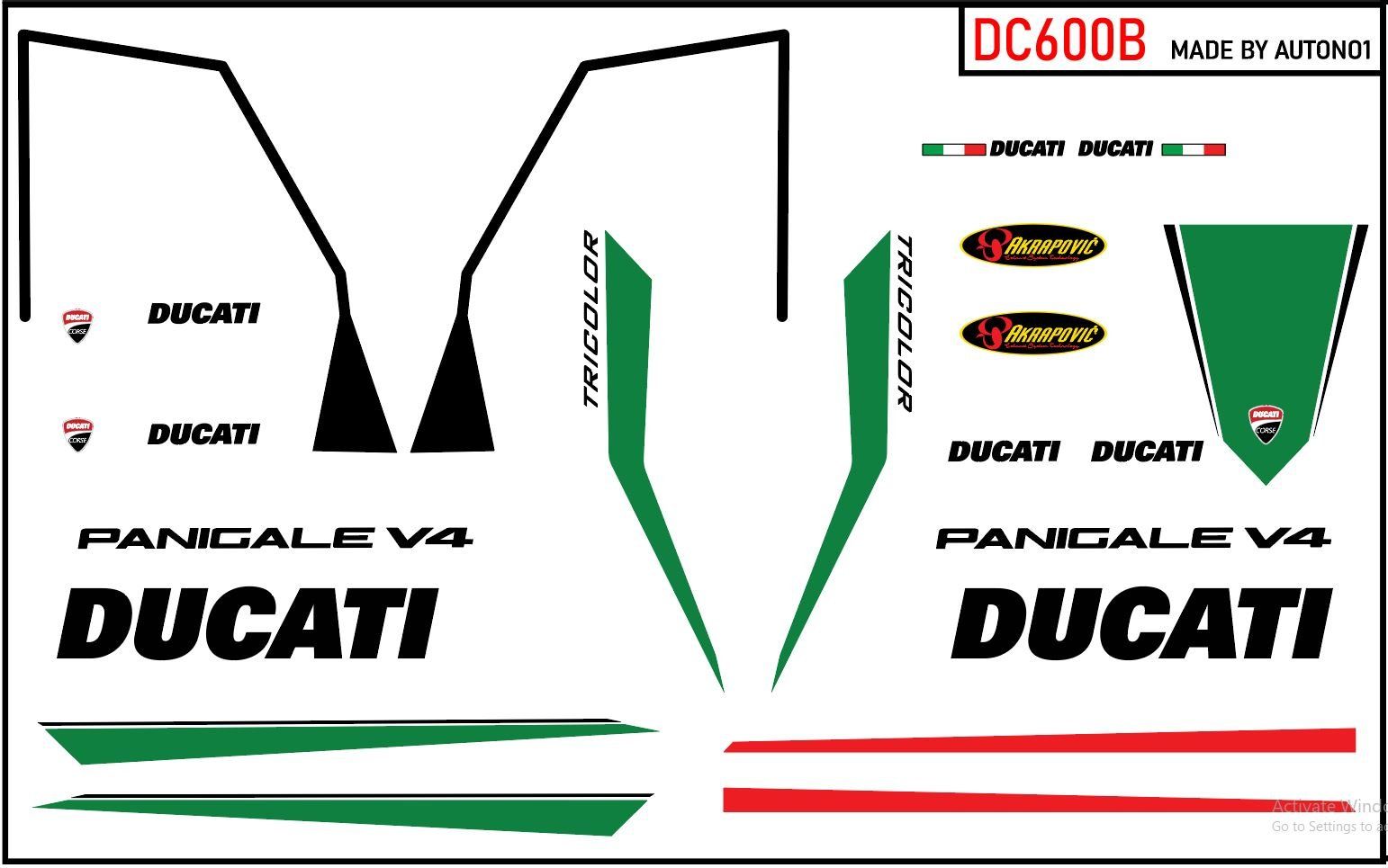  Decal nước độ Ducati V4 Tricolor dán cho mọi nền màu tỉ lệ 1:12 Autono1 DC600B 