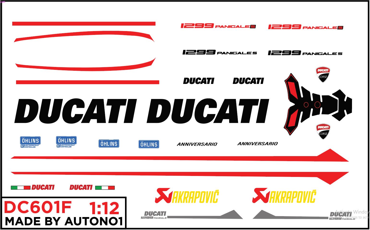  Decal nước độ Ducati 1299 AnniveRSario 1:12 DC601F 