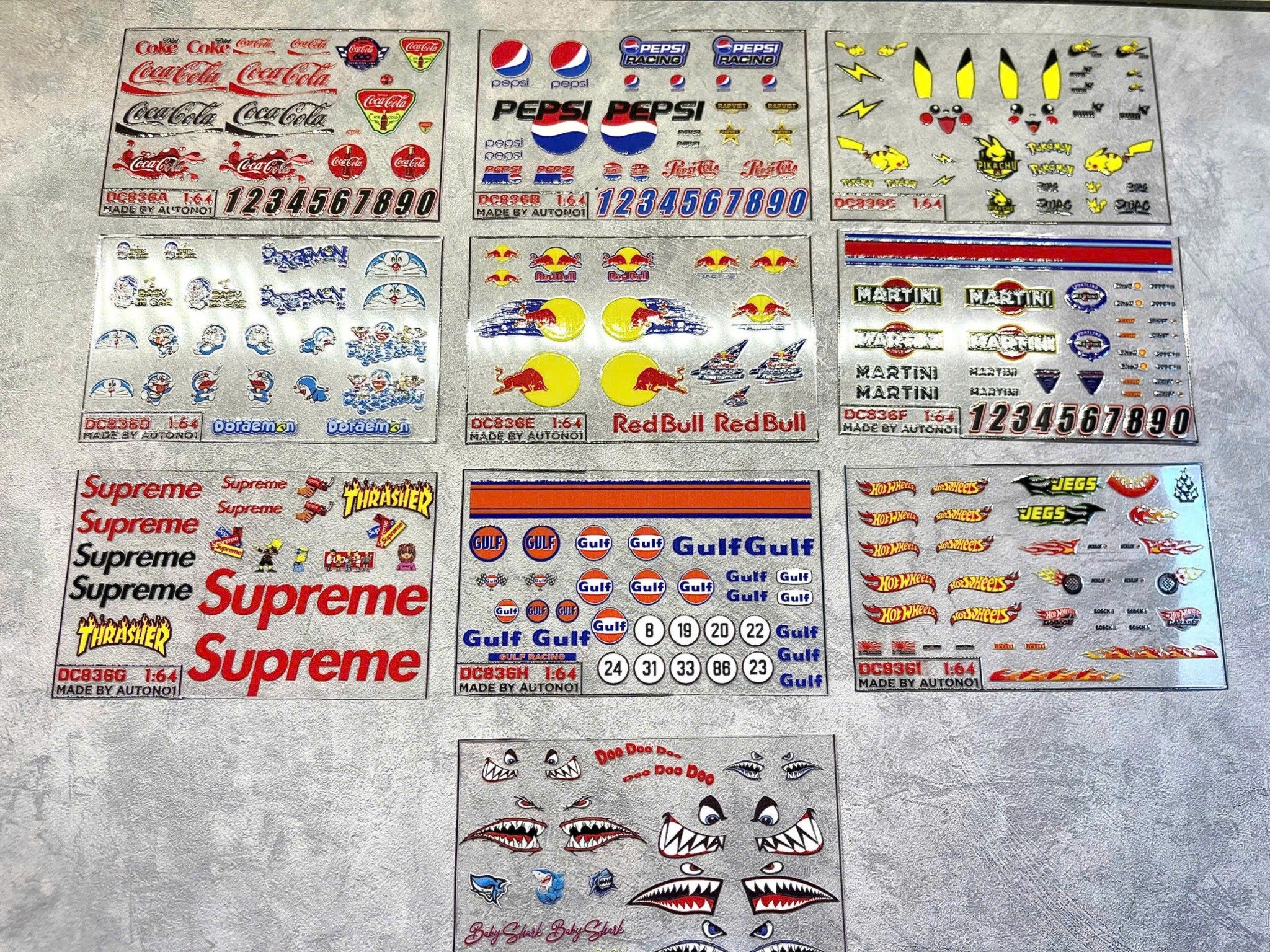  Decal UV hãng - hoạt hình cho mô hình tỉ lệ 1:64 dán tất cả nền màu Autono1 DC836 