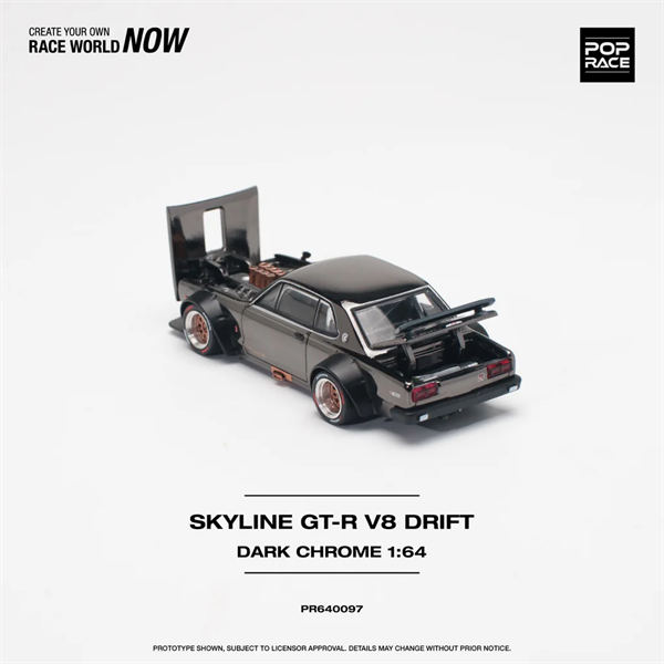  Mô hình xe Skyline GT-R V8 Drift (Hakosuka) Dark Chrome tỉ lệ 1:64 Poprace PR640097 