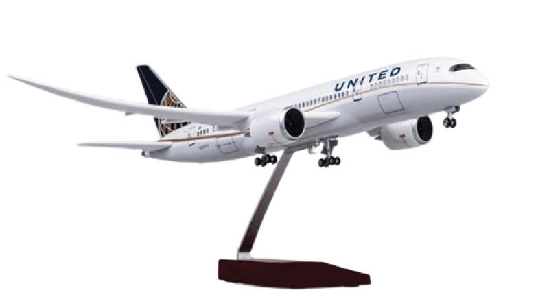  Mô hình máy bay American United Boeing B787 47cm tỉ lệ 1:157 có đèn led tự động theo tiếng vỗ tay hoặc chạm MB47024 