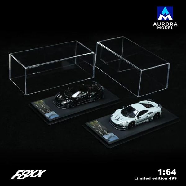  Mô hình xe Ferrari F8 Tributo Mansory F8XX black carbon fiber limited to 499pcs tỉ lệ 1:64 Aurora model AM646514 