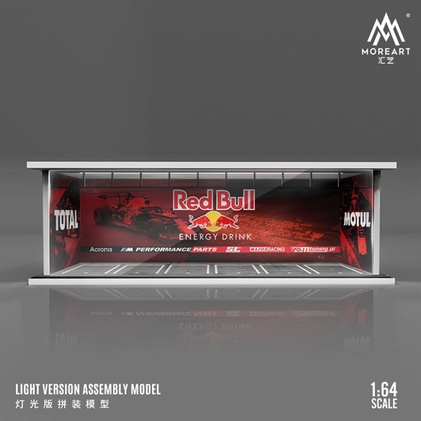  Hộp trưng bày mica mô phỏng showroom Redbull Motul - có đèn kích thước 30x13.3x10cm tỉ lệ 1:64 MoreArt MO914034 