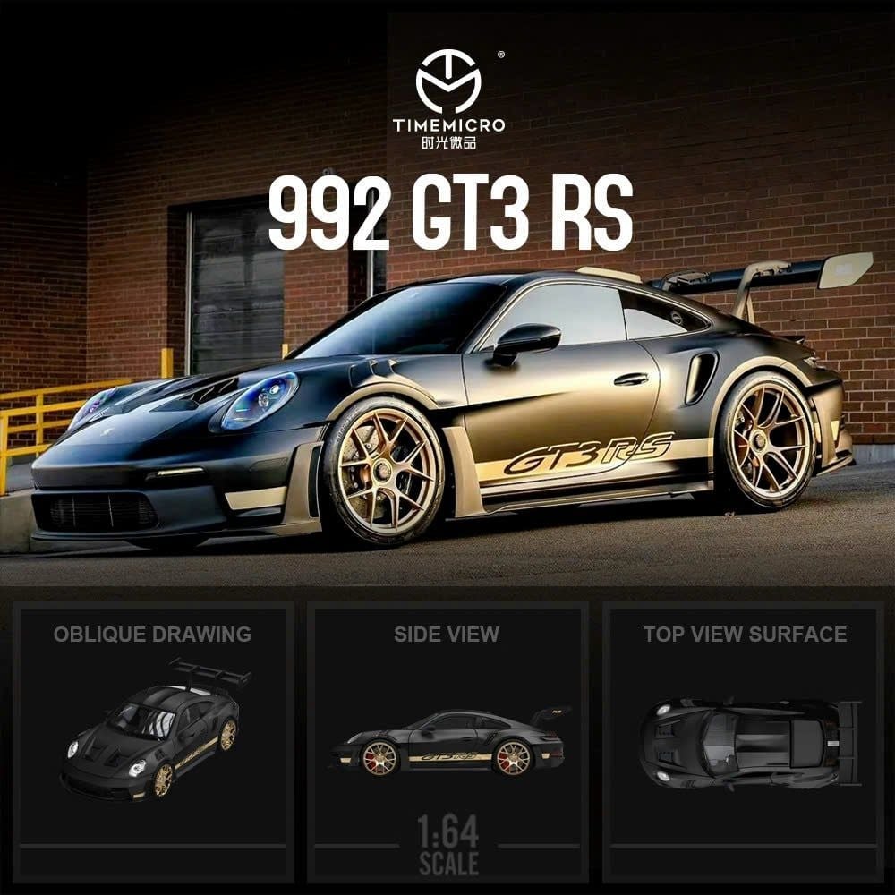  Mô hình xe Porsche GT3 RS black gold tỉ lệ 1:64 Time micro TM644634 