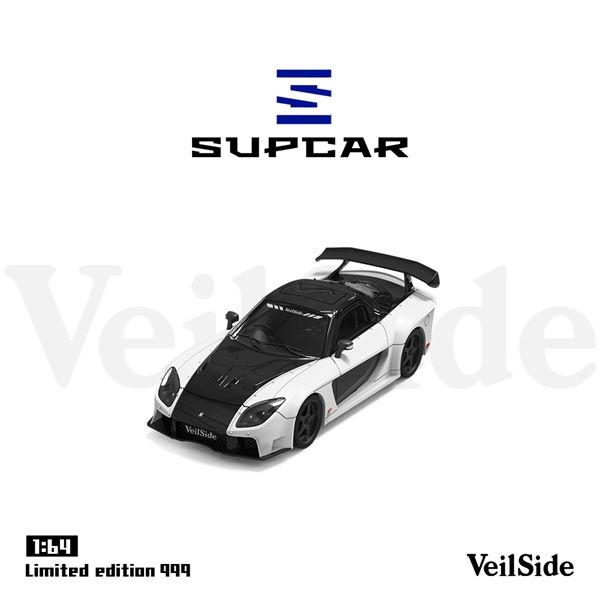  Mô hình xe Mazda RX-7 Veilside white limited 999pcs tỉ lệ 1:64 Supcar SC64041 