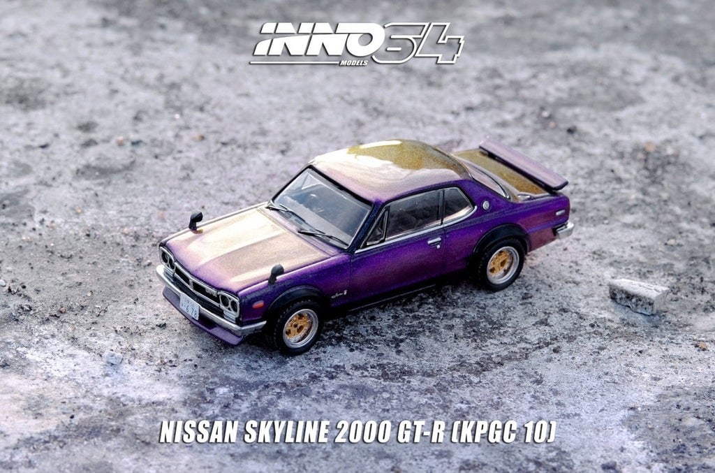  Mô hình xe ô tô Nissan skyline 2000 GTR (KPGC10) Midnight purple tỉ lệ 1:64 Inno64 IN64-KPGC10-MPII 