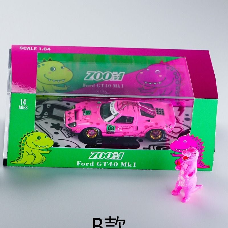  Mô hình xe Ford GT40 MK1 Tyrannosaurus Rex Pink - Green #88 tỉ lệ 1:64 ZOOM model OT64060 
