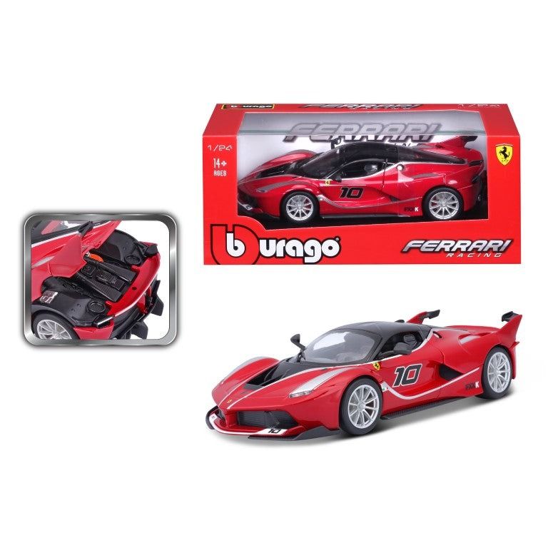  Mô hình xe Ferrari FXX K racing No.10 Rosso red không full kính tỉ lệ 1:24 Bburago 18-26301 OT24057 
