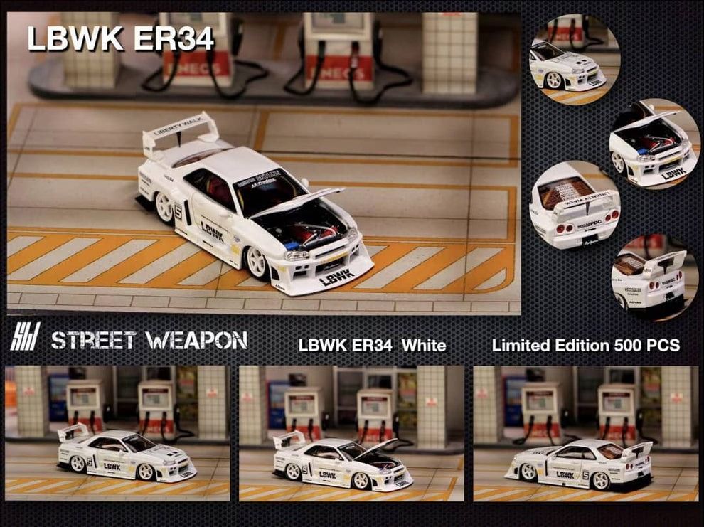  Mô hình xe Nissan Super Silhouette ER34 LBWK White #5 Special Edition LIMITED 500 PCS tỉ lệ 1:64 Street weapon OT64047 