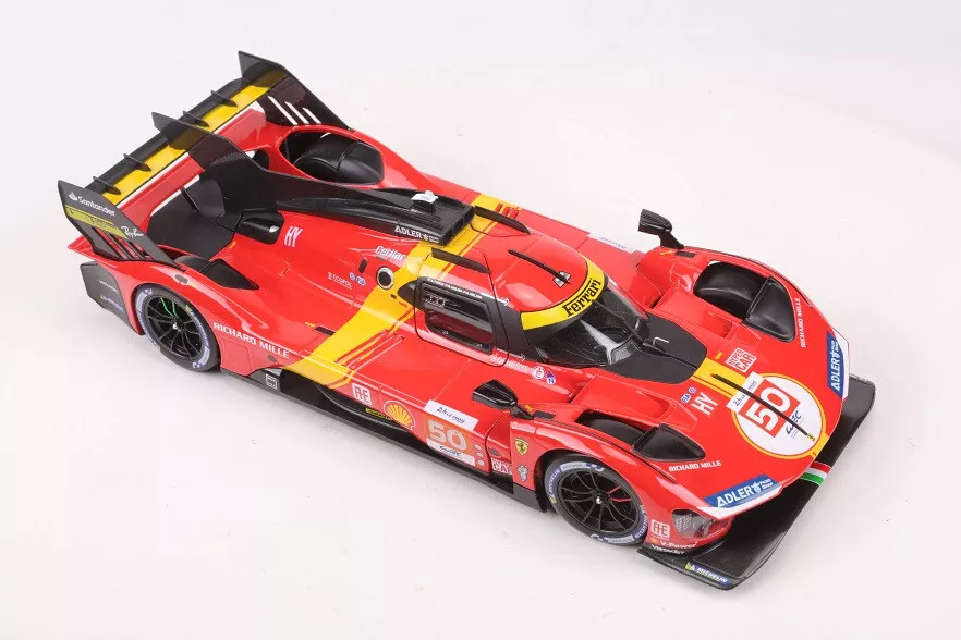  Mô hình xe Ferrari 499P 3.0L turbo V6 team Ferrari Corse #50 - #51 24h Le Mans 2023 tỉ lệ 1:18 Bburago OT374 