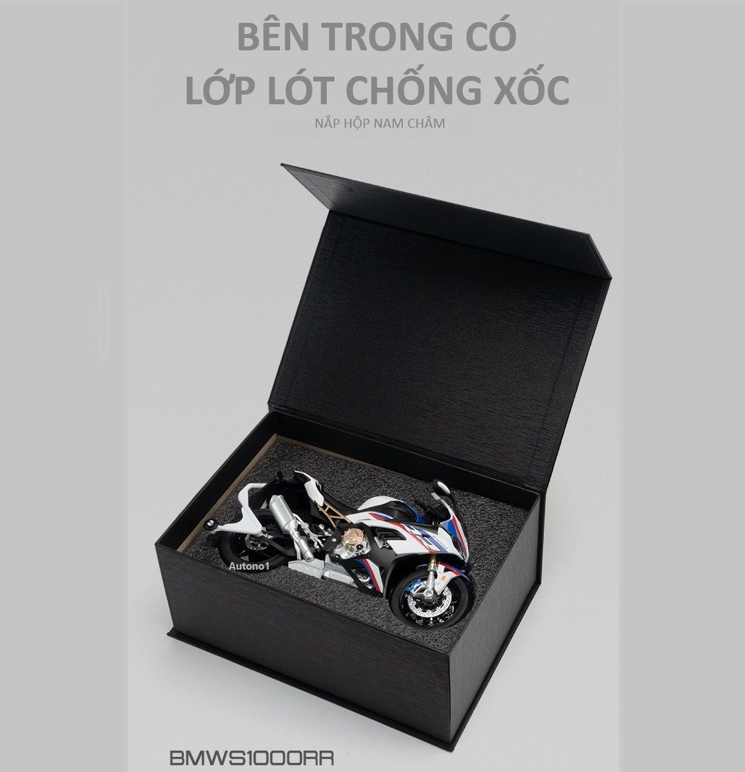  Mô hình xe BMW S1000RR hộp quà tặng có nam châm tỉ lệ 1:9 Huayi Alloy MT061 