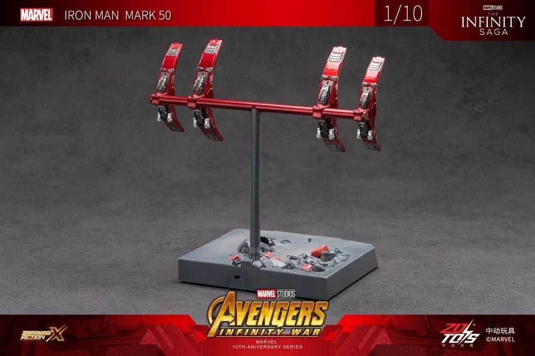  Mô hình nhân vật Marvel Iron man người sắt MK50 Mark L Avengers Infinite war có đèn + Funnel + đế + vũ khí SHF tỉ lệ 1:10 18CM ZD Toys FG264 