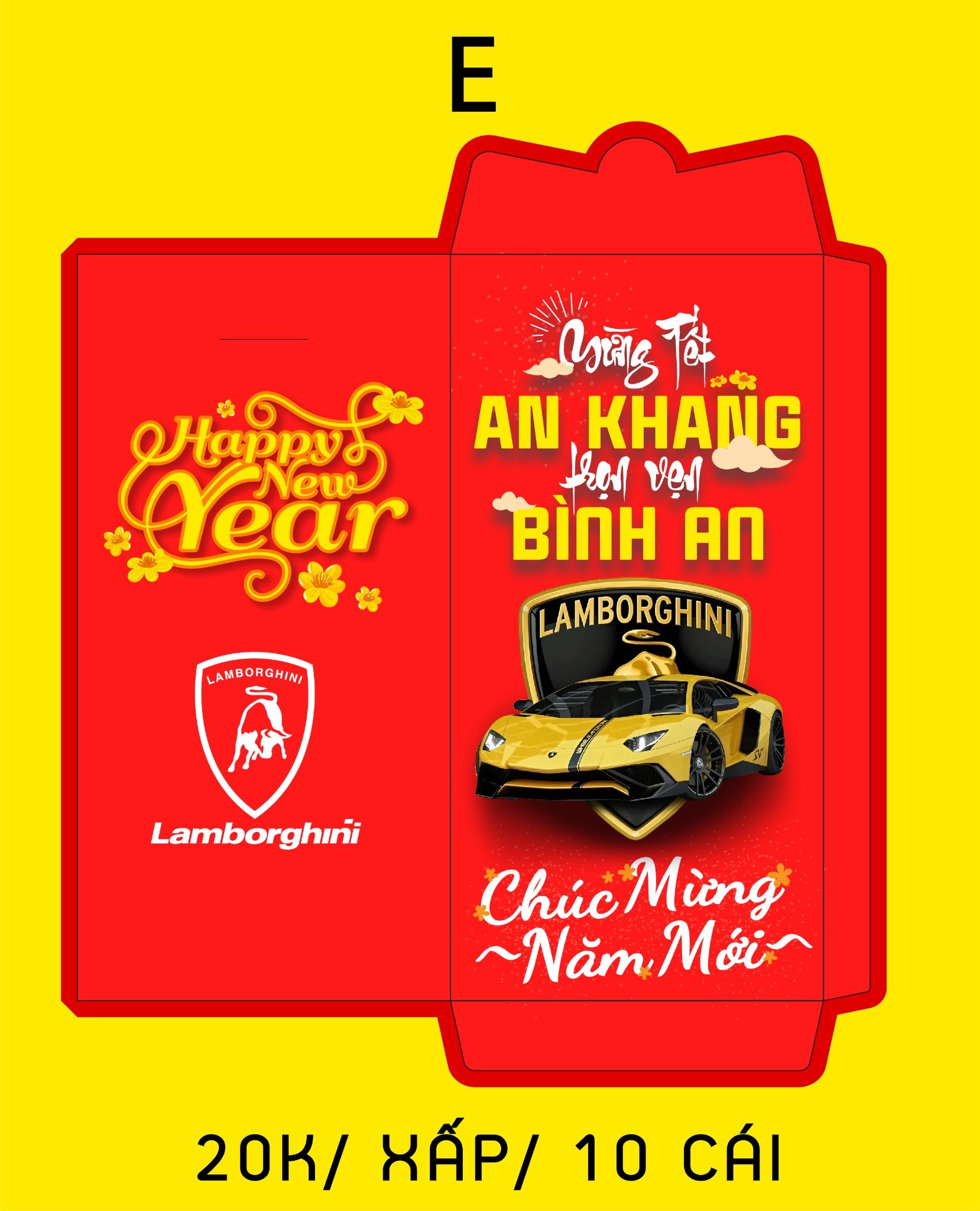  Bao lì xì hình xe kiểu bao dọc chúc mừng năm mới 2025 kích thước 8x16cm Autono1 LX008 