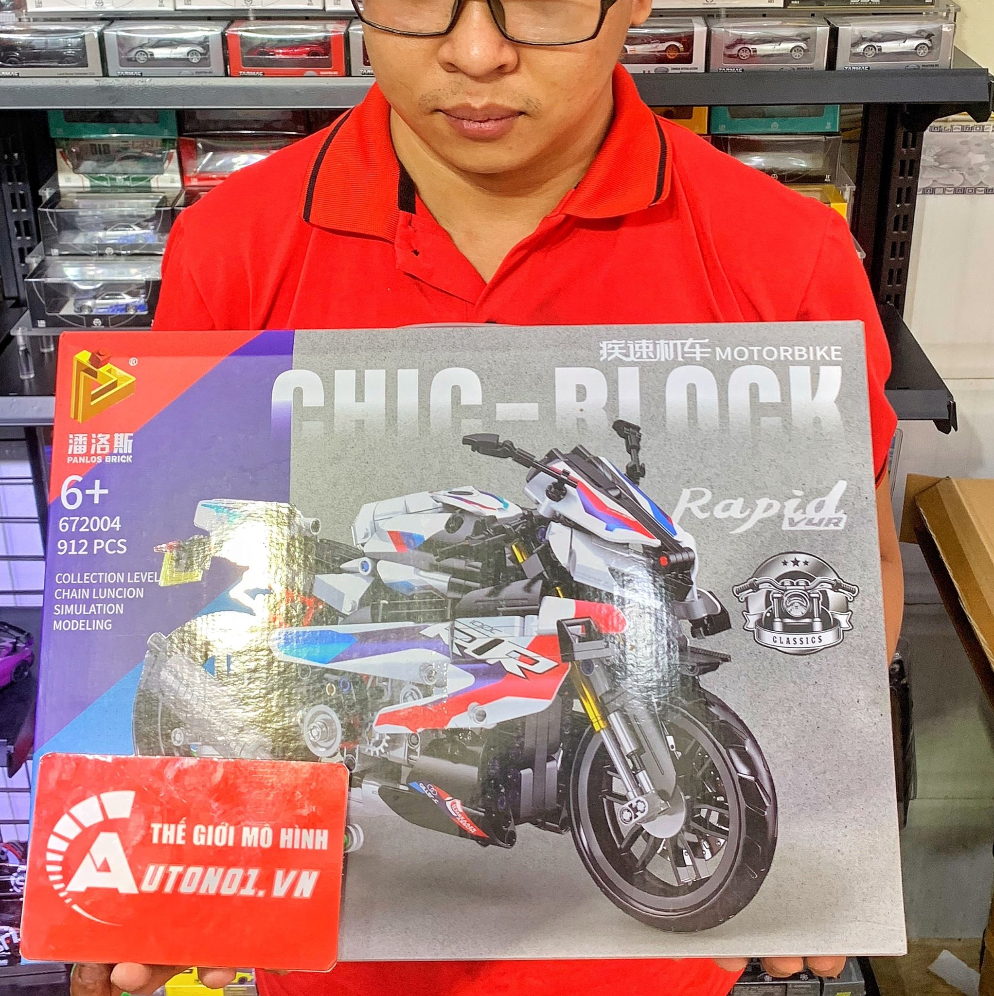  Mô hình xe mô tô lắp ghép BMW M1000RR SBK Technic 912 pcs tỉ lệ 1:6 LG003 