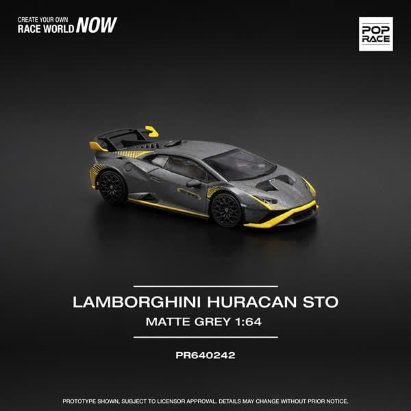  Mô hình xe Lamborghini Huracan Sto Matte Grey tỉ lệ 1:64 Poprace PR640242 