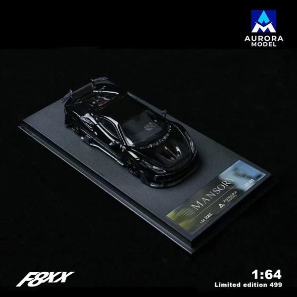  Mô hình xe Ferrari F8 Tributo Mansory F8XX black carbon fiber limited to 499pcs tỉ lệ 1:64 Aurora model AM646514 