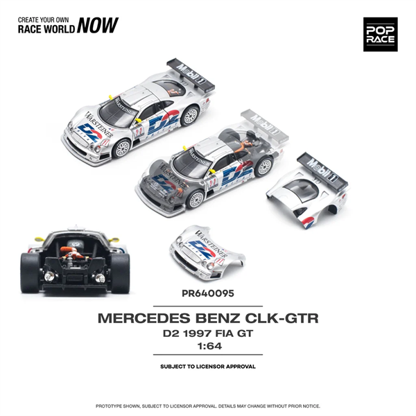  Mô hình xe Mercedes-Benz AMG CLK GTR 1997 FIA GT D2 Privat tỉ lệ 1:64 Poprace PR640095 
