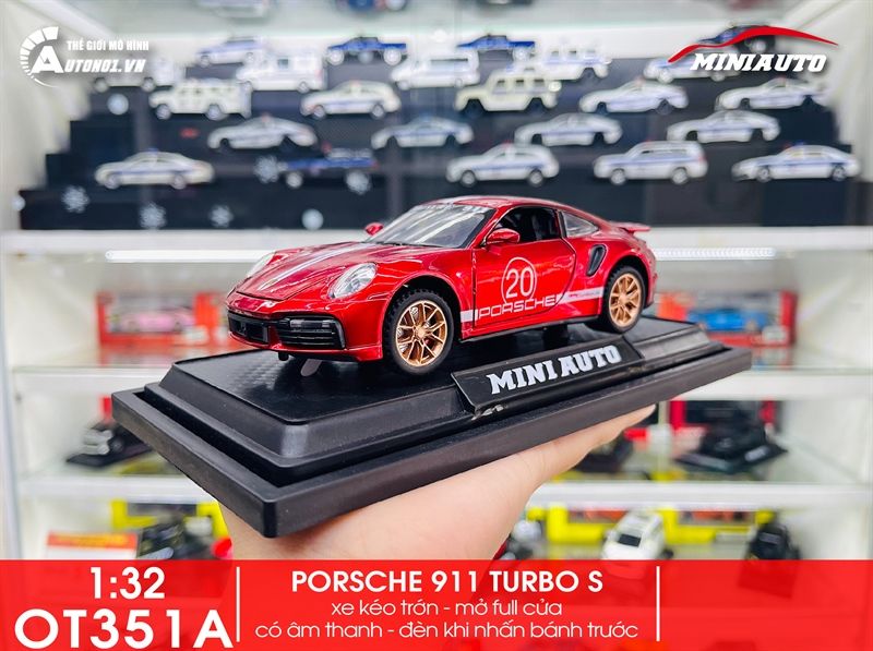  Mô hình xe Porsche 911 Turbo S full open , có đèn và âm thanh tỉ lệ 1:32 Miniauto OT32035 