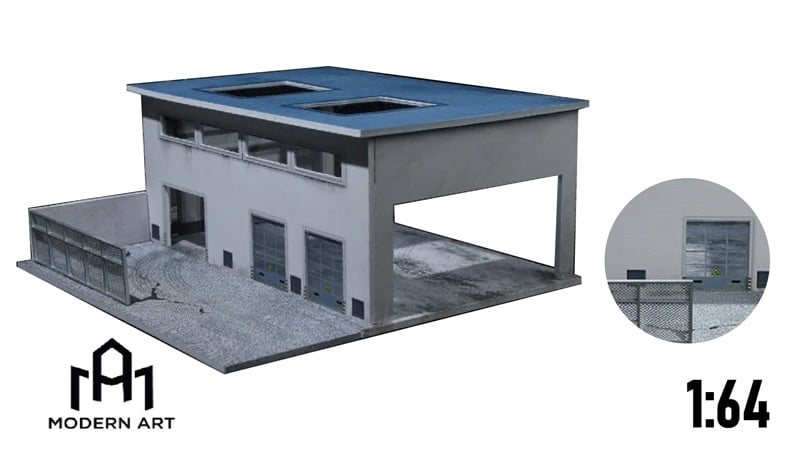  Hộp trưng bày showroom garage để xe có hàng rào có đèn tỉ lệ 1:64 MO936403 More Art 