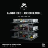  Hộp trưng bày mô phỏng bãi đỗ xe 3 tầng có hàng rào chứa 15 xe kích thước 30x20x18cm tỉ lệ 1:64 MoreArt MO921001 