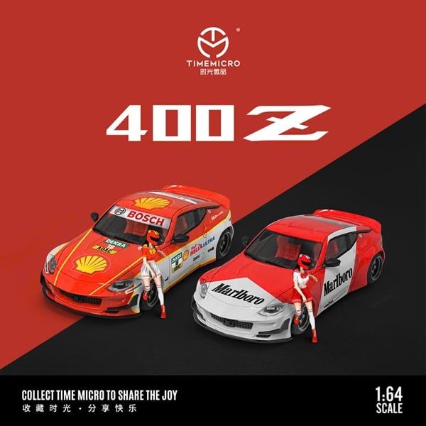  Mô hình xe Nissan 400Z custom Marlboro racing limited 999pcs tỉ lệ 1:64 Time micro TM649113 