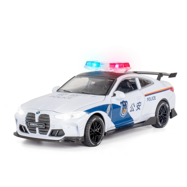  Mô hình xe cảnh sát BMW M4 Police full open có đèn có âm thanh tỉ lệ 1:32 Alloy OT369 