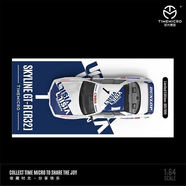  Mô hình xe Nissan GTR R32 White Blue No.1 UNISIA tỉ lệ 1:64 Time Micro TM644140 