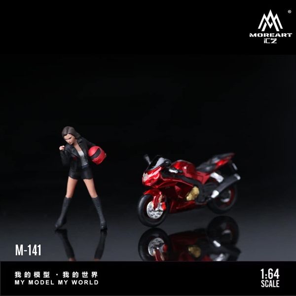  Mô hình nhân vật figure và xe mô tô Suzuki GSX Red tỉ lệ 1:64 MoreArt MO222141 