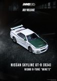  Mô hình xe Nissan GTR skyline R34 Nismo R-tune Mines white tỉ lệ 1:64 Inno64 models 