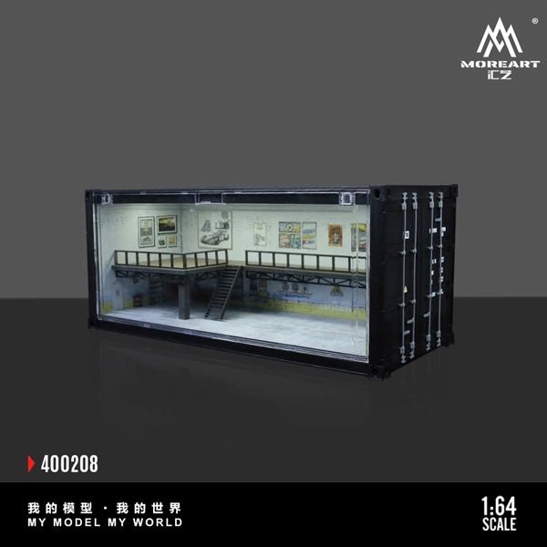  Hộp trưng bày mica container mô phỏng gara sữa chữa có đèn kích thước 38.7x16x16.5cm tỉ lệ 1:64 MoreArt MO400208 