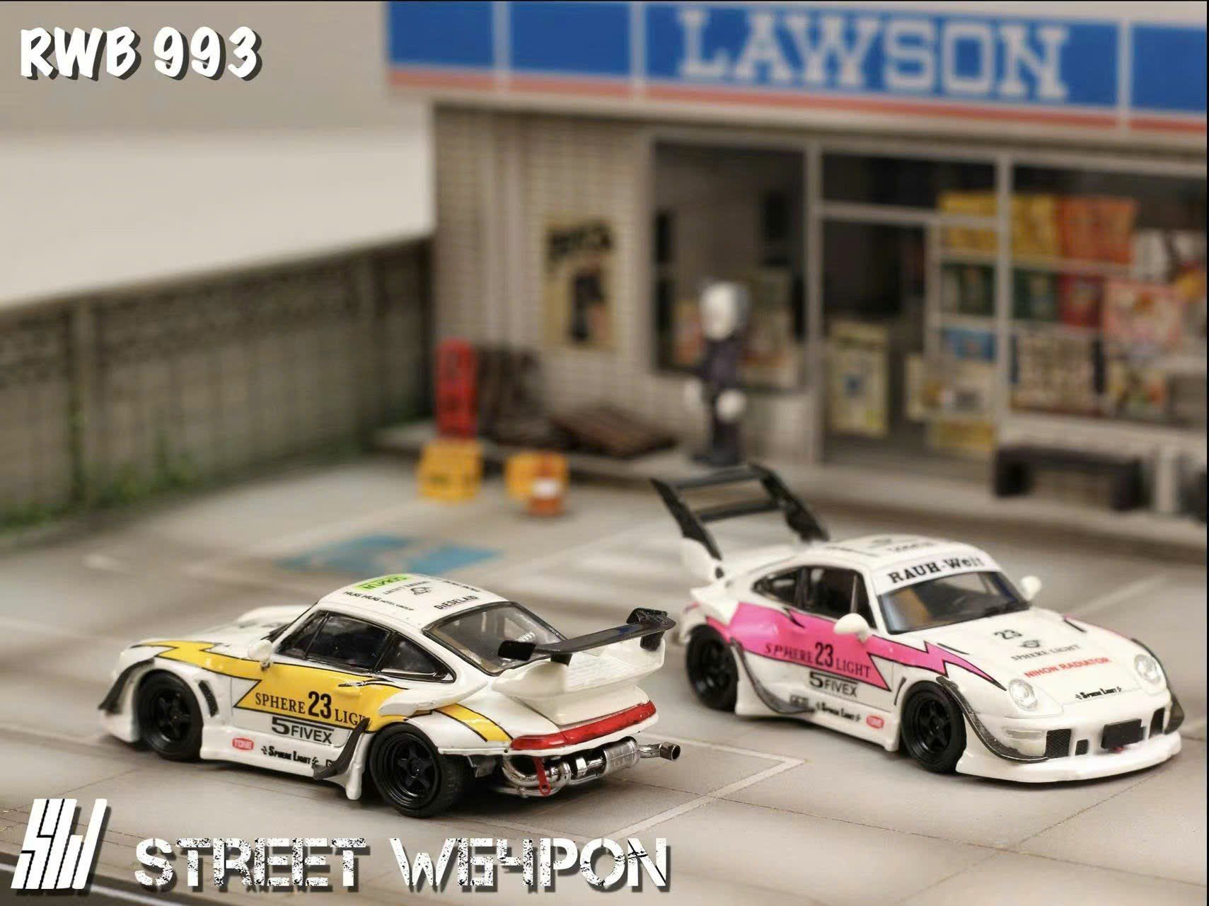  Mô hình xe Diecast Porsche RWB 993 Four Colors With Carbon Wing 1:64 Street Weapon OT64119 