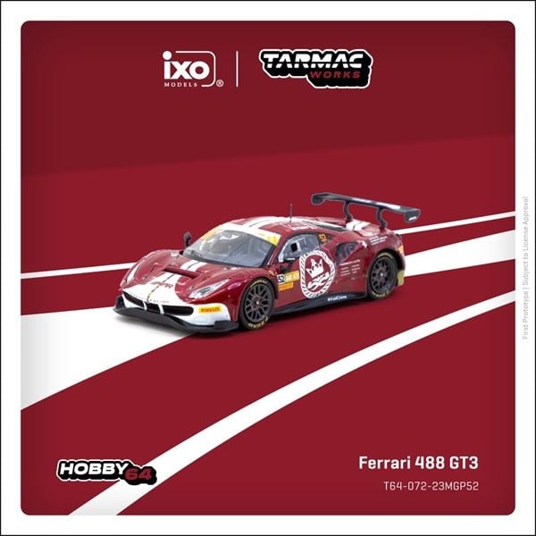  Mô hình xe Ferrari 488 GT3 Macau GT Cup - FIA GT World Cup 2023 Harmony Racing Chen Weian tỉ lệ 1:64 Tarmac Works T64-072-23MGP52 