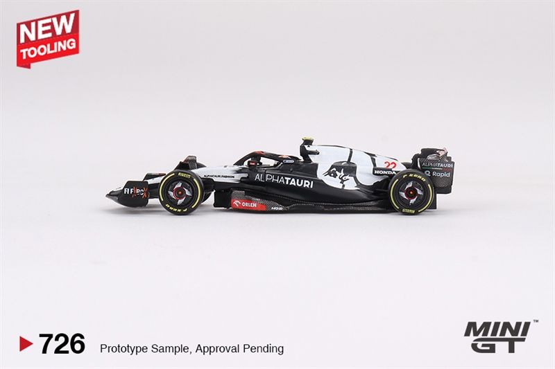  Mô hình xe AlphaTauri AT04 #22 Yuki Tsunoda 2023 F1 2023 Australian GP tỉ lệ 1:64 Mini GT bản card MGT00726 