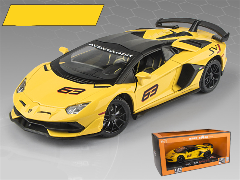  Mô hình xe Lamborghini Aventador Svj63 đánh lái được full open, mui xe có thể tháo rời 1:24 Miniauto DC24301 