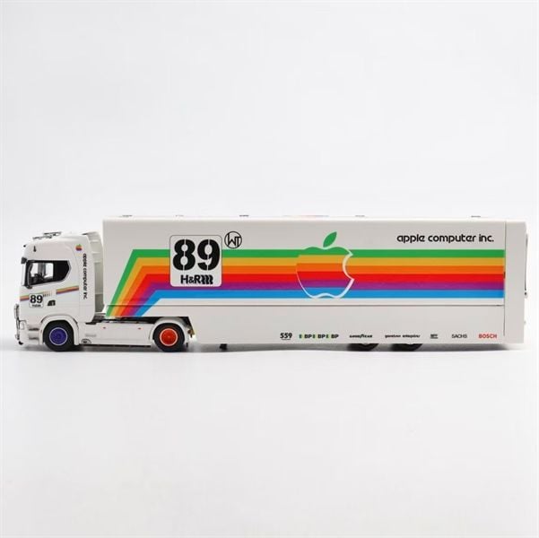  Mô hình xe tải đầu kéo thùng container Scania S730 v8 Apple 89# white pain mở được thùng limited 450pcs tỉ lệ 1:64 Kengfai & MAXWELL (MW) OT64396 